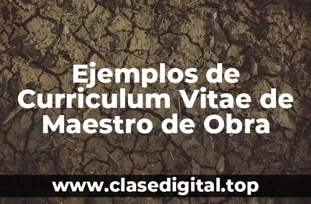 Ejemplos de Curriculum Vitae de Maestro de Obra