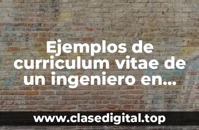 Ejemplos de curriculum vitae de un ingeniero en alimentos
