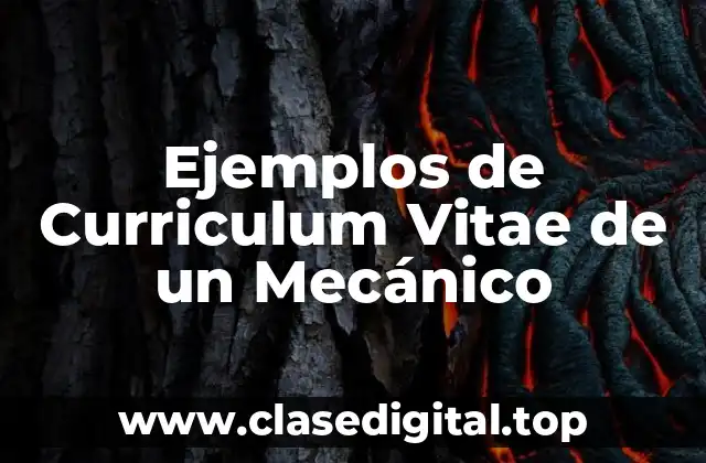 Ejemplos de Curriculum Vitae de un Mecánico