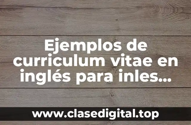 Ejemplos de curriculum vitae en inglés para inles sports