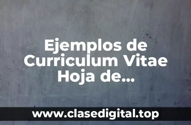 Ejemplos de Curriculum Vitae Hoja de Presentación