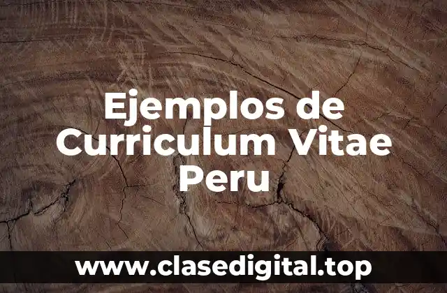 Ejemplos de Curriculum Vitae Peru