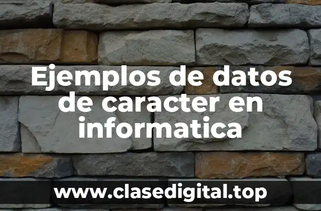 Ejemplos de datos de caracter en informatica