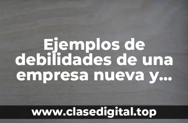 Ejemplos de debilidades de una empresa nueva y Significado
