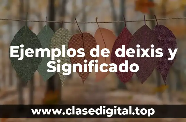 Ejemplos de deixis y Significado