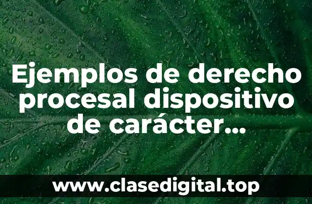 Ejemplos de derecho procesal dispositivo de carácter mercantil