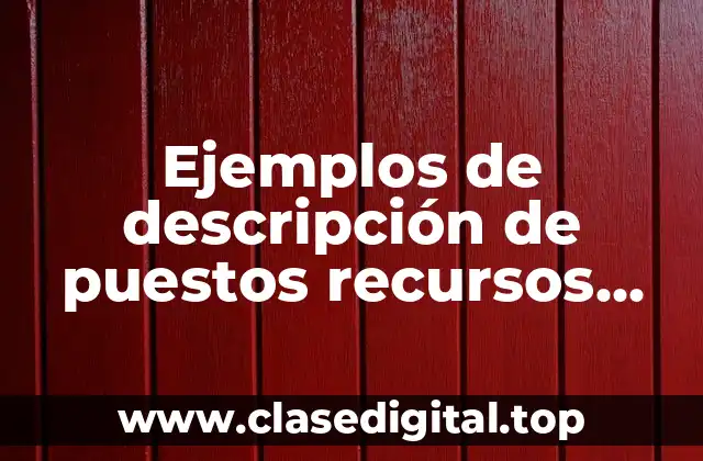 Ejemplos de descripción de puestos recursos humanos