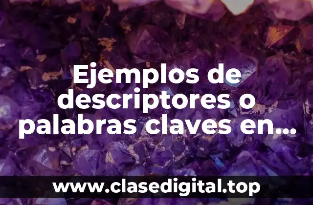 Ejemplos de descriptores o palabras claves en enfermeria