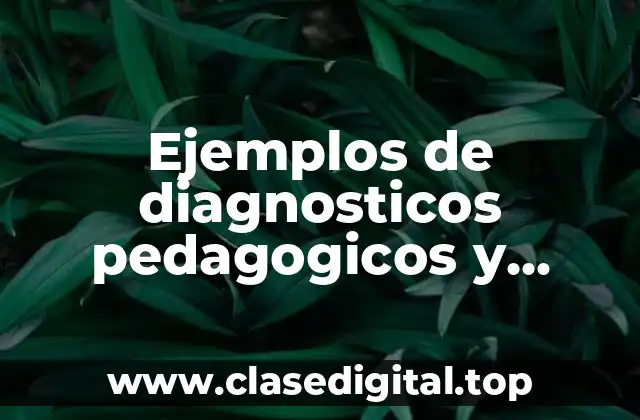Ejemplos de diagnosticos pedagogicos y Significado