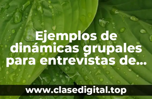 Ejemplos de dinámicas grupales para entrevistas de trabajo