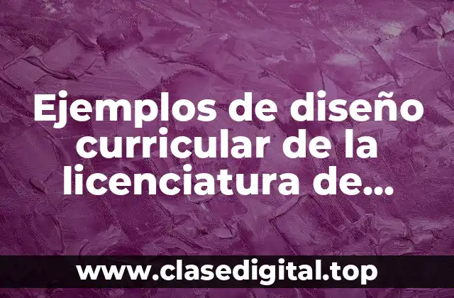 Ejemplos de diseño curricular de la licenciatura de derecho
