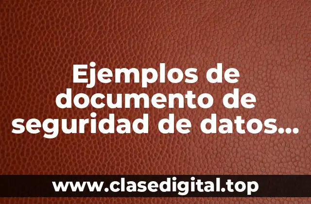 Ejemplos de documento de seguridad de datos personales