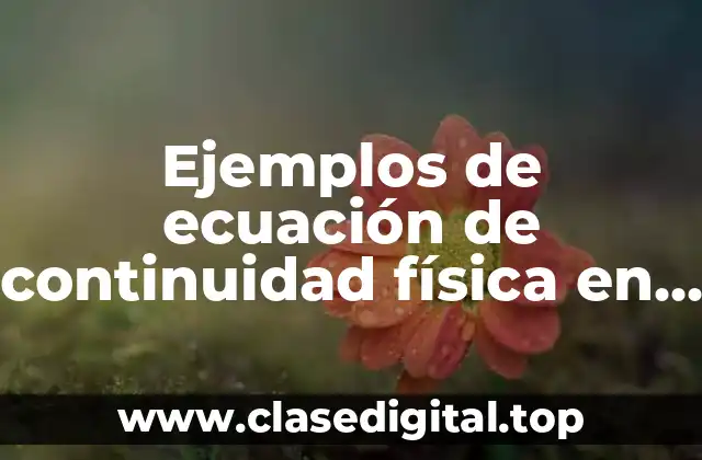 Ejemplos de ecuación de continuidad física en la vida cotidiana y Significado