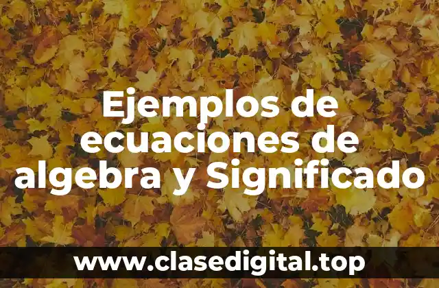 Ejemplos de ecuaciones de algebra y Significado