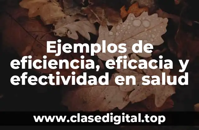 Ejemplos de eficiencia, eficacia y efectividad en salud