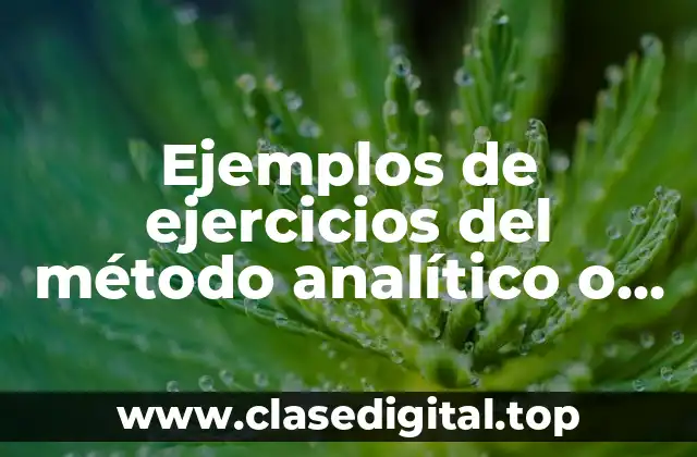 Ejemplos de ejercicios del método analítico o pormenorizado de mercancías