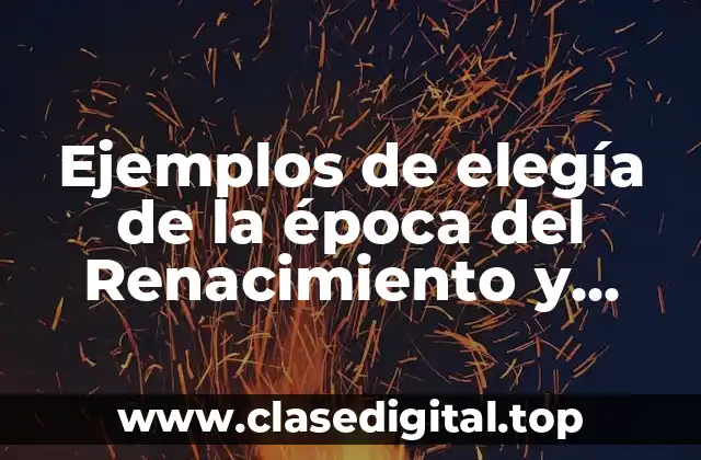 Ejemplos de elegía de la época del Renacimiento y Significado