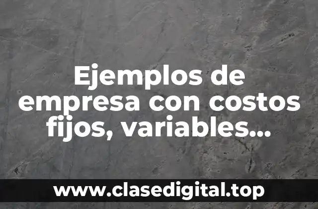 Ejemplos de empresa con costos fijos, variables, inversiones