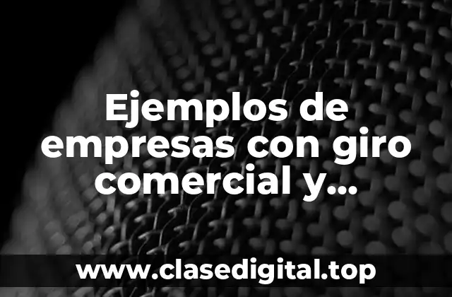 Ejemplos de empresas con giro comercial y Significado