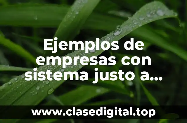 Ejemplos de empresas con sistema justo a tiempo y Significado