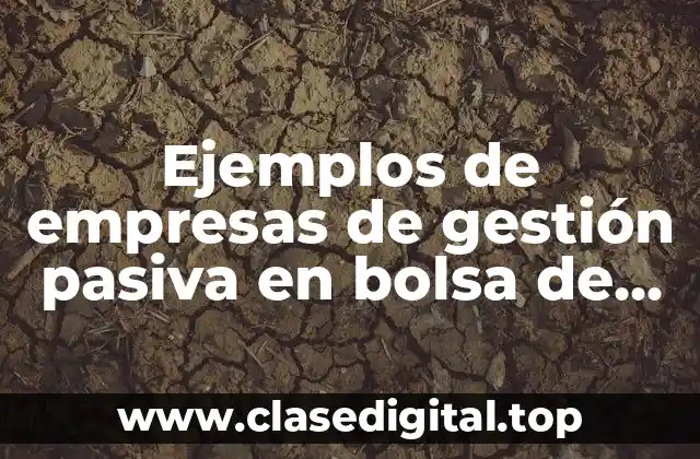 Ejemplos de empresas de gestión pasiva en bolsa de valores