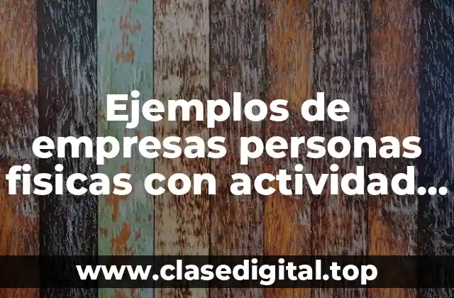 Ejemplos de empresas personas fisicas con actividad empresarial