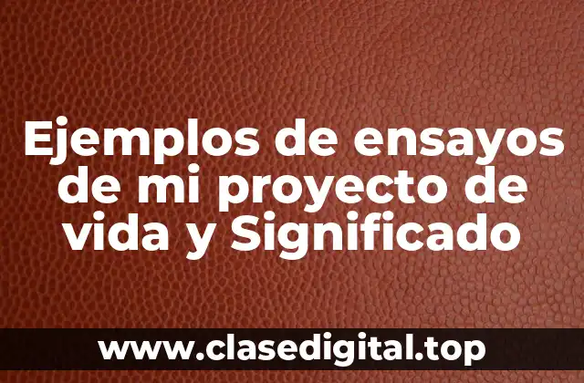 Ejemplos de ensayos de mi proyecto de vida