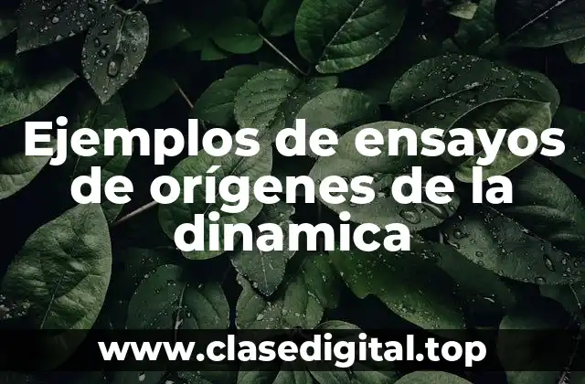 Ejemplos de ensayos de orígenes de la dinamica