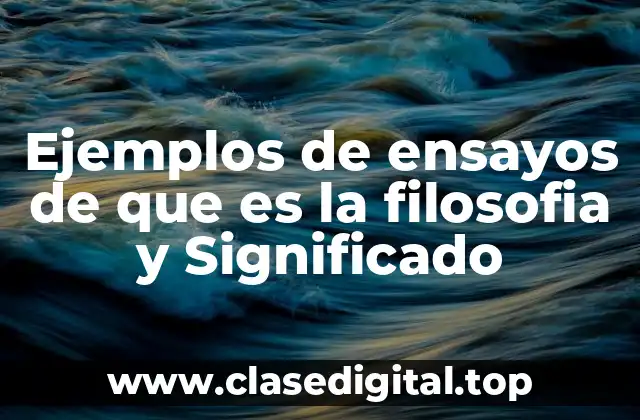 Ejemplos de ensayos de que es la filosofia y Significado
