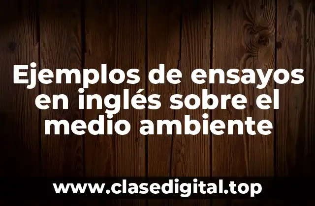 Ejemplos de ensayos en inglés sobre el medio ambiente