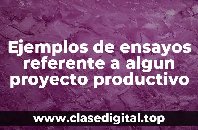 Ejemplos de ensayos referente a algún proyecto productivo