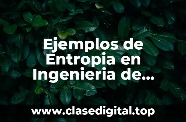 Ejemplos de Entropia en Ingenieria de Sistemas