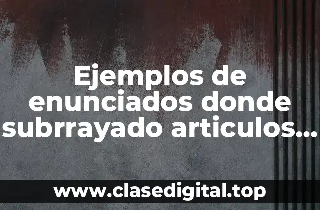 Ejemplos de enunciados donde subrrayado articulos sustantivos y adjetivos