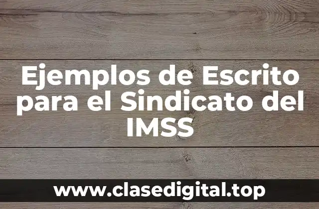 Ejemplos de Escrito para el Sindicato del IMSS