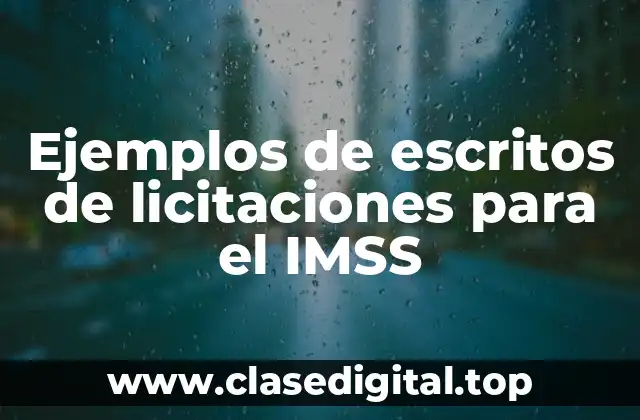 Ejemplos de escritos de licitaciones para el IMSS