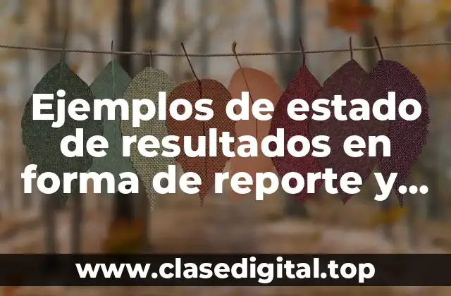 Ejemplos de estado de resultados en forma de reporte y Significado