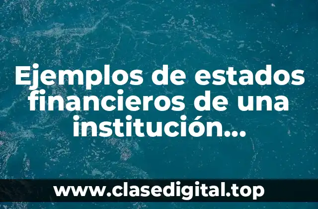 Ejemplos de estados financieros de una institución educativa y Significado