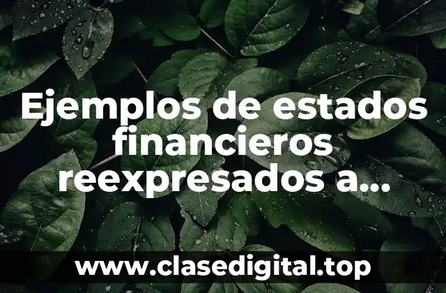 Ejemplos de estados financieros reexpresados a costos corrientes