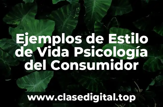 Ejemplos de Estilo de Vida Psicología del Consumidor