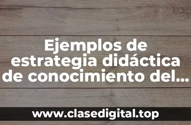 Ejemplos de estrategia didáctica de conocimiento del medio de primaria