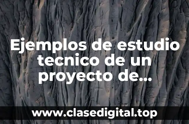 Ejemplos de estudio tecnico de un proyecto de inversión y Significado