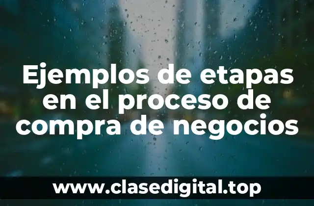 Ejemplos de etapas en el proceso de compra de negocios