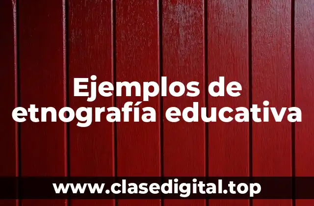 Ejemplos de etnografía educativa