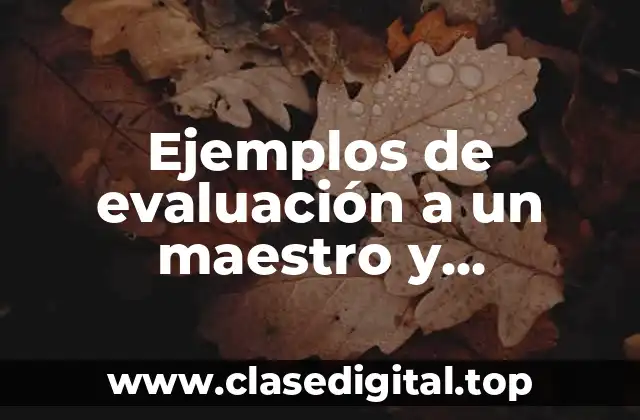 Ejemplos de evaluación a un maestro y Significado