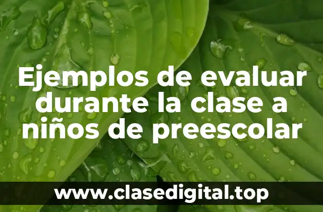 Ejemplos de evaluar durante la clase a niños de preescolar