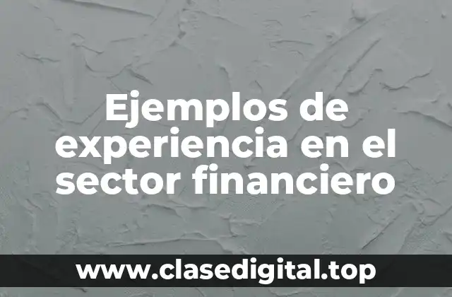 Ejemplos de experiencia en el sector financiero