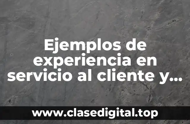 Ejemplos de experiencia en servicio al cliente y Significado