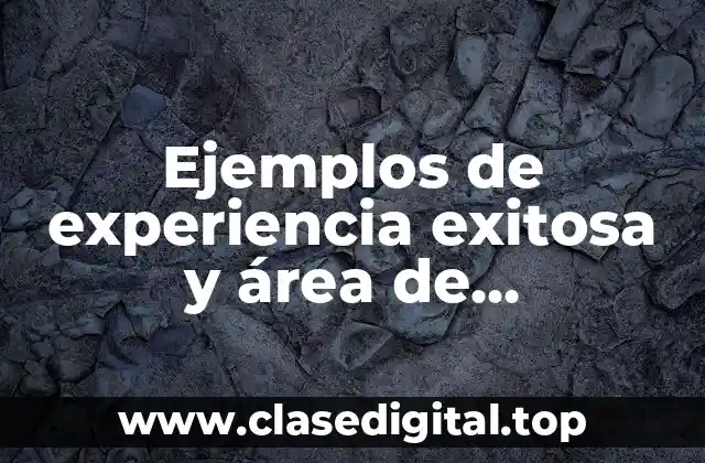 Ejemplos de experiencia exitosa y área de oportunidad