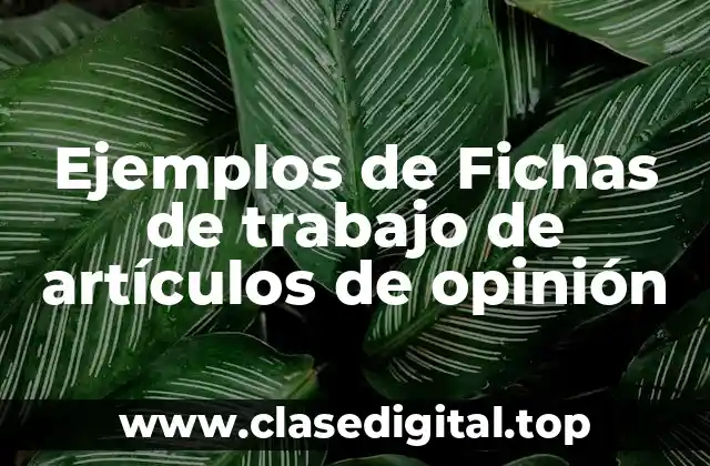 Ejemplos de Fichas de trabajo de artículos de opinión