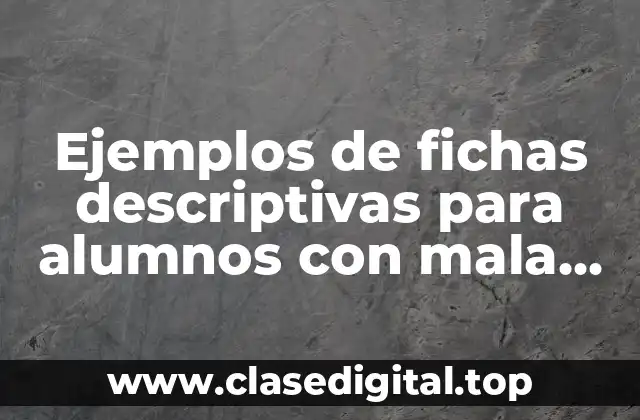Ejemplos de fichas descriptivas para alumnos con mala educación